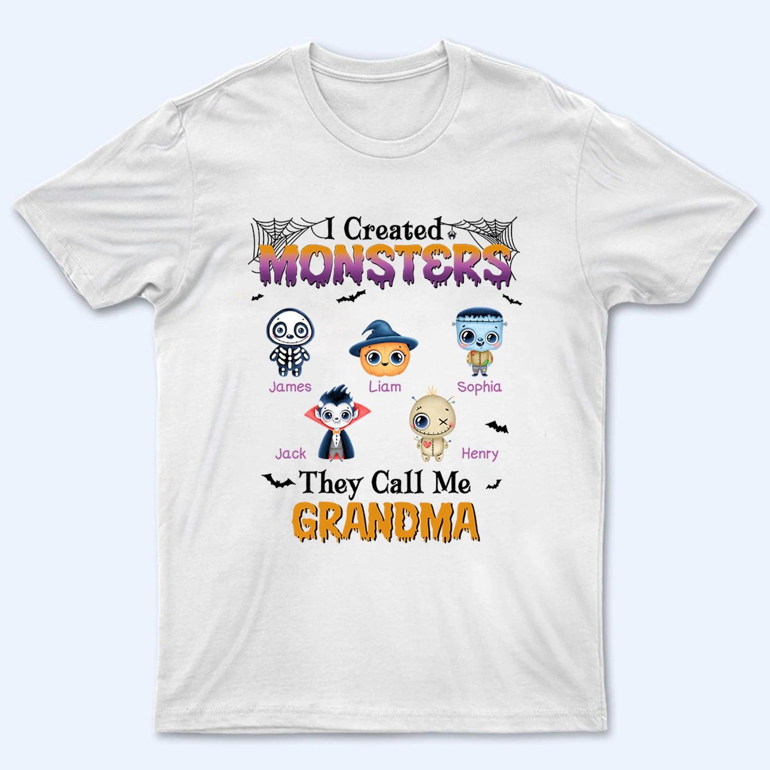 I Created Monsters - Personalized Custom T Shirt - Halloween Gift for Grandma/Nana/Mimi, Mom, Wife, Grandparent