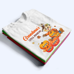 Scarecrow Autumn Grandma's Little Pumpkins - Personalized Custom T Shirt - Fall Season Gift for Grandma/Nana/Mimi, Mom, Wife, Grandparent