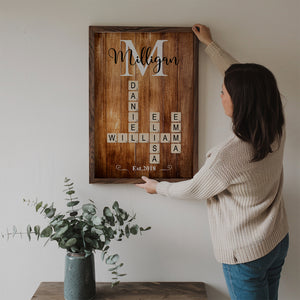 Family Name Crossword Puzzle Art - Personalized Poster/Canvas Print - Gift For Family Members, Mom and Dad