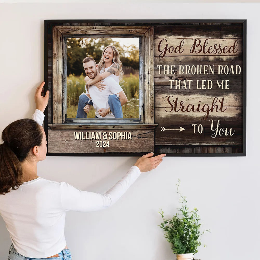 Custom Photo - God Bless Me Straight To You - Personalized Poster/Canvas - Gift For Her/Him, Husband/Wife, Couples on Anniversary, Valentine