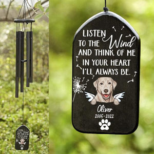 Custom Memorial Gift - In Your Heart I'll Aways Be - Personalized Wind Chimes | Sympathy, Bereavement, Condolence Gift for Pet Loss, Dog & Cat Lover