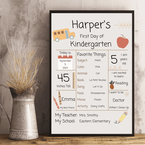 Back To School Sign - Personalized Vertical Poster - Back To School Gift For Student Kids, Son, Daughter