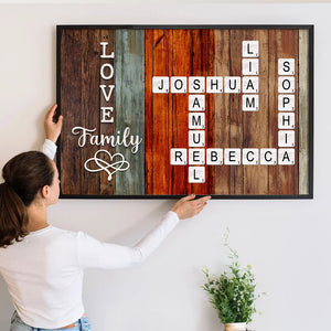 Family Crossword Art - Created In A Moment, Treasured Forever - Personalized Poster/Canvas - Gift For Family Members, Mom and Dad