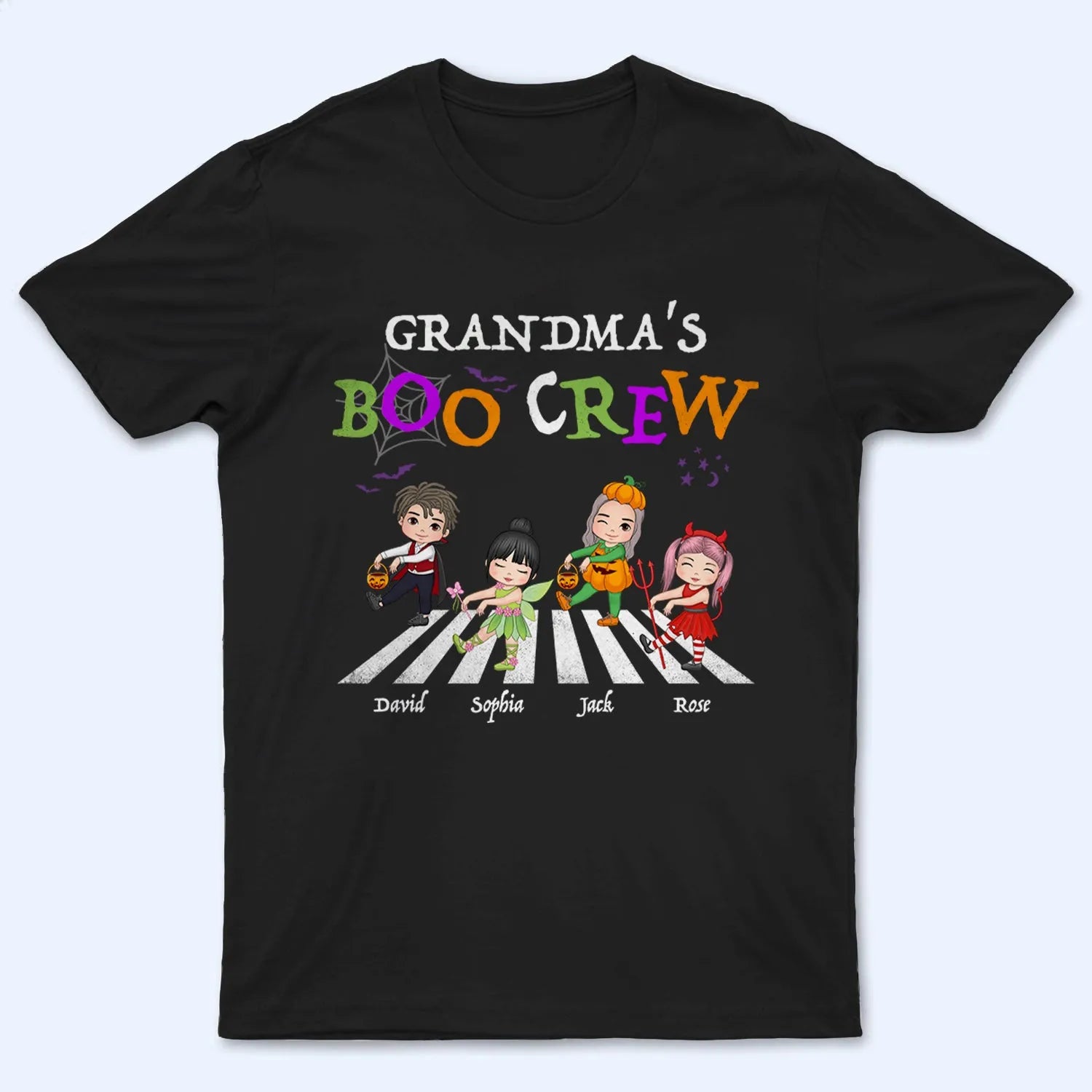 Halloween Grandma's Boo Crew - Personalized Custom T Shirt - Halloween Gift for Grandma/Nana/Mimi, Mom, Wife, Grandparent