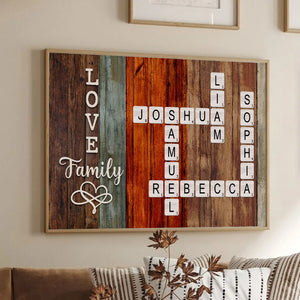 Family Crossword Art - Created In A Moment, Treasured Forever - Personalized Poster/Canvas - Gift For Family Members, Mom and Dad