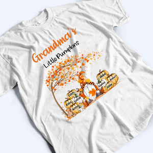 Grandma's Little Pumpkins - Personalized Custom T Shirt - Fall Season Gift for Grandma/Nana/Mimi, Mom, Wife, Grandparent