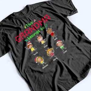 Christmas This Grandma Belongs To - Personalized Custom T Shirt - Christmas Gift for Grandma/Nana/Mimi, Mom, Wife, Grandparent