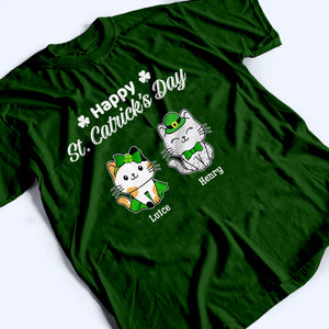 Happy St Catrick‘s Day Sitting - Personalized Custom T Shirt - St. Patrick's Day Gift For Cat Lovers, Pet Lovers, Cat Mom, Cat Dad