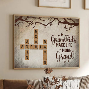 Grandkids Make Life More Grand Family Crossword - Personalized Poster/Canvas - Gift for Grandma, Nana, Grandparent