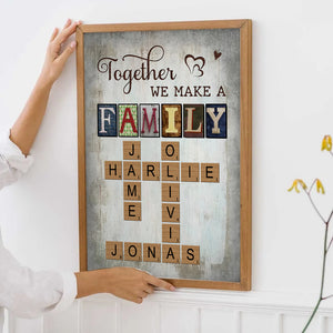 Together We Make A Family Crossword Art - Personalized Poster/Canvas Print - Gift For Family Members, Mom and Dad