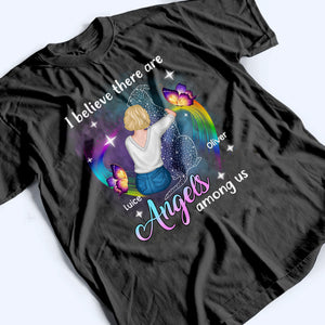 Angels Among Us Dog Memorial - Personalized Custom T Shirt - Gift for Dog Lovers, Pet Lovers, Dog Mom