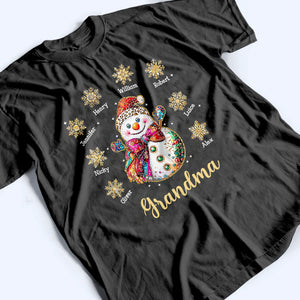 Grandma Christmas Snowman - Personalized Custom T Shirt - Christmas Gift for Grandma/Grandparent