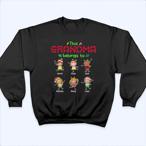 Christmas This Grandma Belongs To - Personalized Custom T Shirt - Christmas Gift for Grandma/Nana/Mimi, Mom, Wife, Grandparent