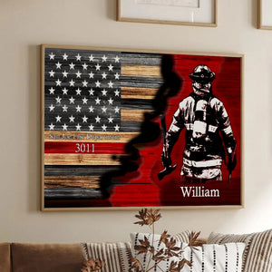 Half Thin Red Line Bunker Gear - Personalized Poster/Canvas - Gift For Firefighter, Paramedic