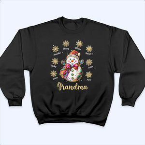 Grandma Christmas Snowman - Personalized Custom T Shirt - Christmas Gift for Grandma/Grandparent