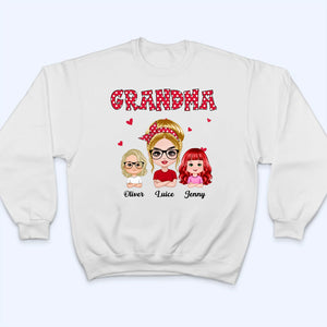 Polka Dot Pattern Grandma And Grandkids - Personalized Custom T Shirt -  Gift for Grandma/Grandparent