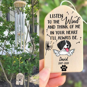 Custom Memorial Gift - In Your Heart I'll Aways Be - Personalized Wind Chimes | Sympathy, Bereavement, Condolence Gift for Pet Loss, Dog & Cat Lover