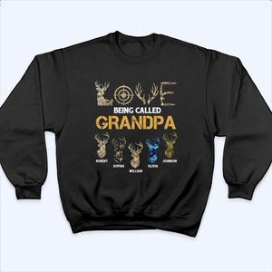 Love Being Called Grandpa Hunting Grandpa with Kids Names - Personalized Custom T Shirt - Father's Day Gift for Dad, Papa, Grandpa, Daddy, Dada