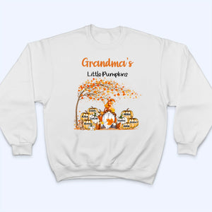 Grandma's Little Pumpkins - Personalized Custom T Shirt - Fall Season Gift for Grandma/Nana/Mimi, Mom, Wife, Grandparent