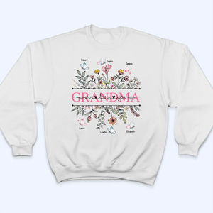 Wildflower Grandma We Love You - Personalized Custom T Shirt - Gift for Grandma/Nana/Mimi, Mom, Wife, Grandparent - Suzitee Store