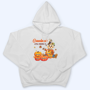 Scarecrow Autumn Grandma's Little Pumpkins - Personalized Custom T Shirt - Fall Season Gift for Grandma/Nana/Mimi, Mom, Wife, Grandparent