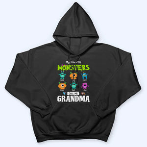 My Favorite Little Monsters Call Me Grandma - Personalized Custom T Shirt - Halloween Gift for Grandma/Nana/Mimi, Mom, Wife, Grandparent