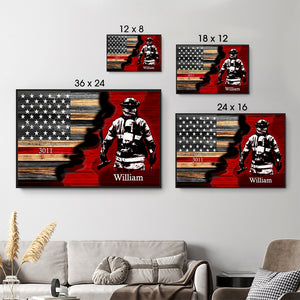 Half Thin Red Line Bunker Gear - Personalized Poster/Canvas - Gift For Firefighter, Paramedic