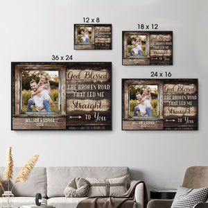 Custom Photo - God Led Me Straight To You - Personalized Poster/Canvas - Gift For Her/Him, Husband/Wife, Couples on Anniversary, Valentine