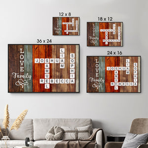 Family Crossword Art - Created In A Moment, Treasured Forever - Personalized Poster/Canvas - Gift For Family Members, Mom and Dad