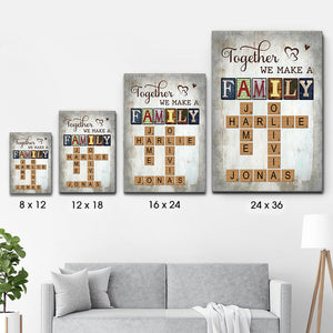 Together We Make A Family Crossword Art - Personalized Poster/Canvas Print - Gift For Family Members, Mom and Dad