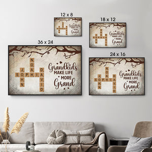 Grandkids Make Life More Grand Family Crossword - Personalized Poster/Canvas - Gift for Grandma, Nana, Grandparent