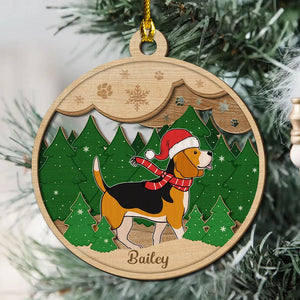 Paws And Snow - Personalized Custom 2-layered Wood Ornament - Gift for Dog Lovers, Dog Dad, Dog Mom | Christmas