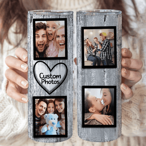 Custom Photo Collage Tumbler - Personalized Custom 20oz Skinny Tumbler Cup - Birthday, Loving, Funny Gift For Couples, Anniversary, Husband, Wife, Girlfriend, Boyfriend, Family, Her/Him - Suzitee Store