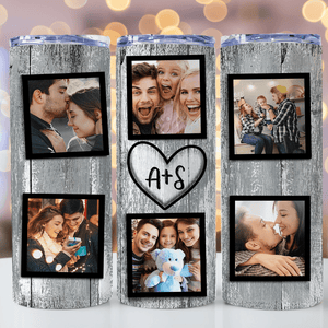 Custom Photo Collage Tumbler - Personalized Custom 20oz Skinny Tumbler Cup - Birthday, Loving, Funny Gift For Couples, Anniversary, Husband, Wife, Girlfriend, Boyfriend, Family, Her/Him - Suzitee Store