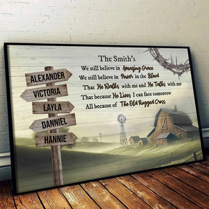 Amazing Grace Farmhouse Wooden Road Sign - Personalized Poster/Canvas - Gift For Family Members, Mom and Dad