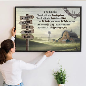 Amazing Grace Farmhouse Wooden Road Sign - Personalized Poster/Canvas - Gift For Family Members, Mom and Dad