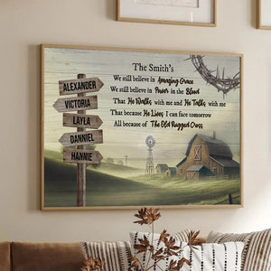 Amazing Grace Farmhouse Wooden Road Sign - Personalized Poster/Canvas - Gift For Family Members, Mom and Dad