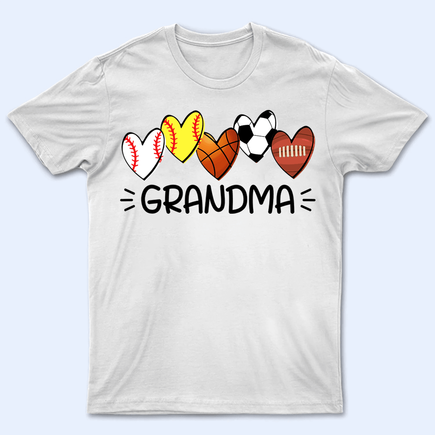 Multiple Sport Heart - Personalized Custom T Shirt - Gift for Grandma/Nana/Mimi, Mom, Wife, Grandparent - Suzitee Store