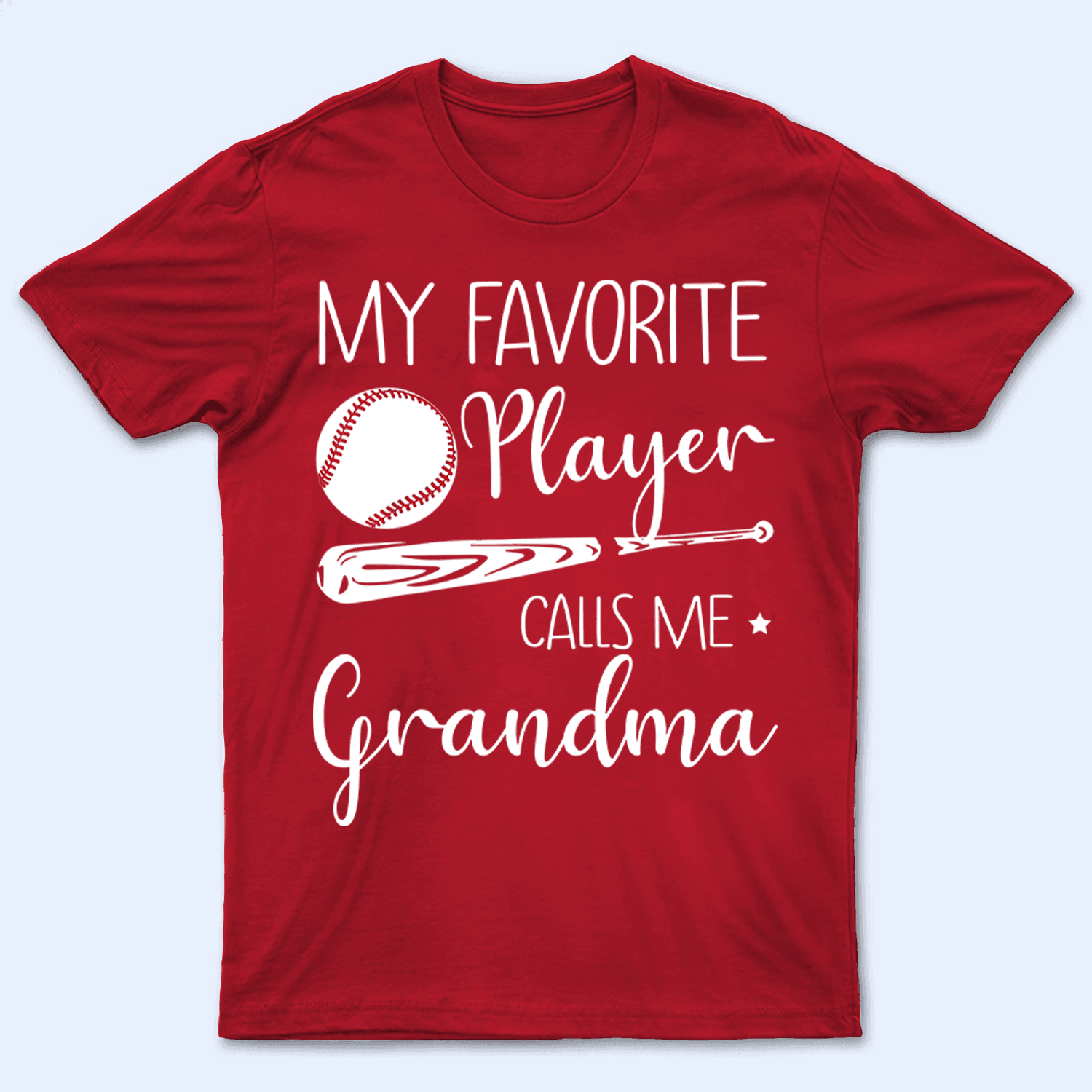 My Favorite Player Calls Me Grandma - Personalized Custom T Shirt - Birthday, Loving, Funny Gift for Grandma/Nana/Mimi, Mom, Wife, Grandparent - Red - Suzitee Store