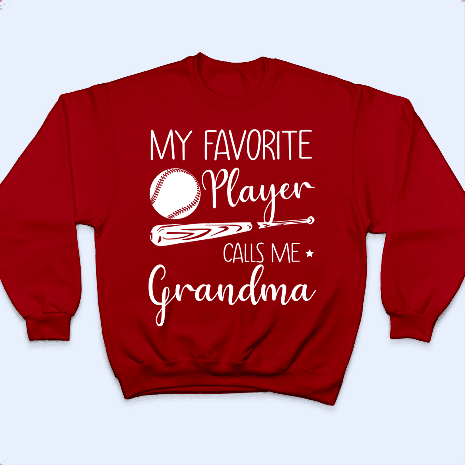 My Favorite Player Calls Me Grandma - Personalized Custom T Shirt - Birthday, Loving, Funny Gift for Grandma/Nana/Mimi, Mom, Wife, Grandparent - Red - Suzitee Store