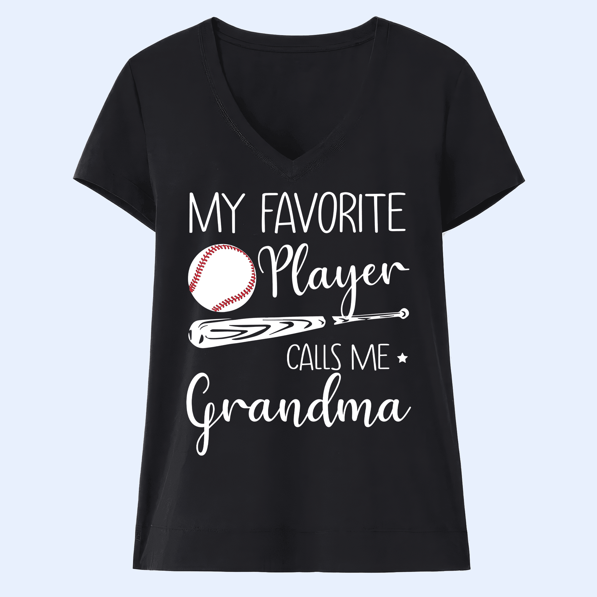 My Favorite Player Calls Me Grandma - Personalized Custom V-Neck T Shirt - Birthday, Loving, Funny Gift for Grandma/Nana/Mimi, Mom, Wife, Grandparent - Suzitee Store