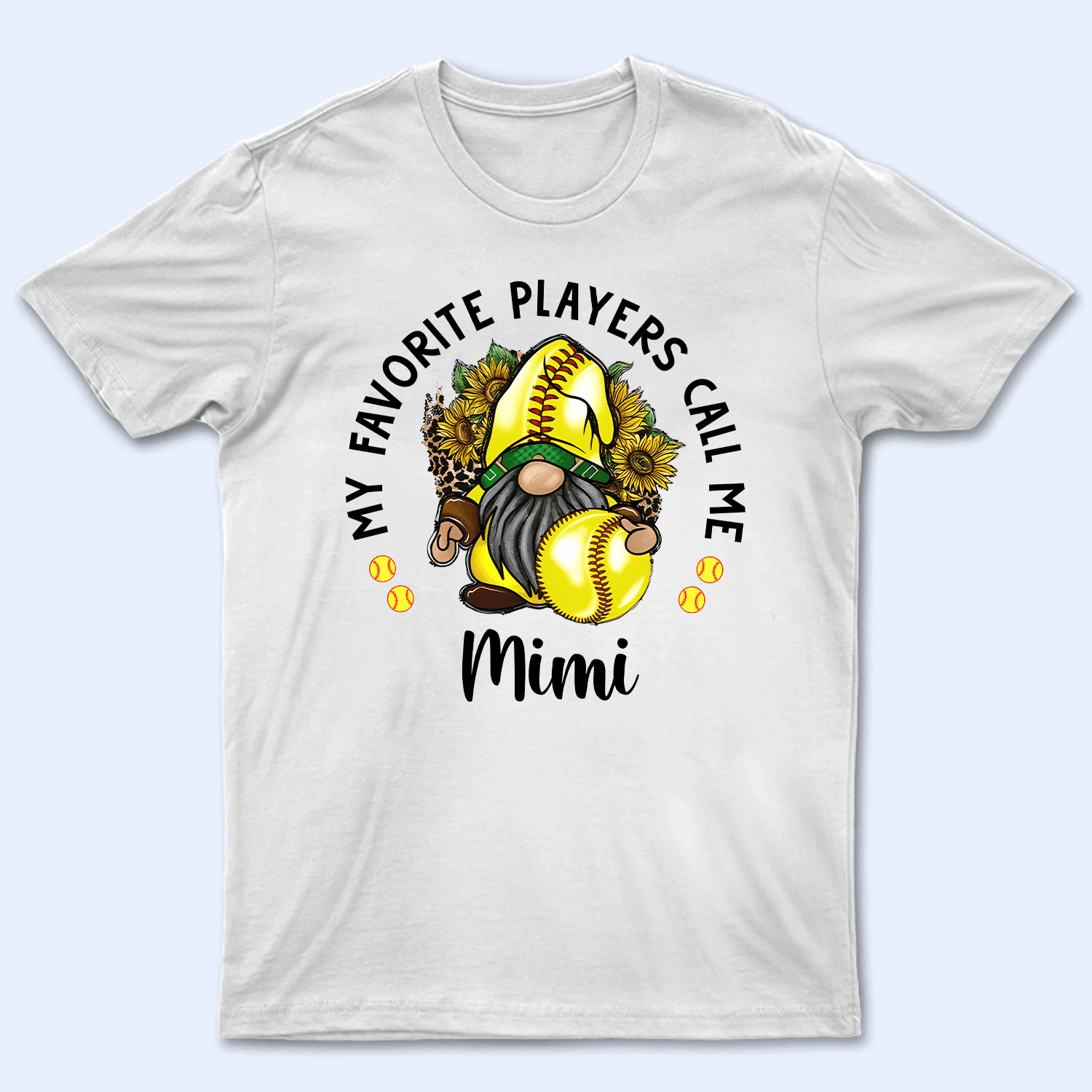 My Favorite Player Calls Me Grandma With Gnome Flowers - Personalized Custom T Shirt - Gift for Grandma/Nana/Mimi, Mom, Wife, Grandparent - Suzitee Store