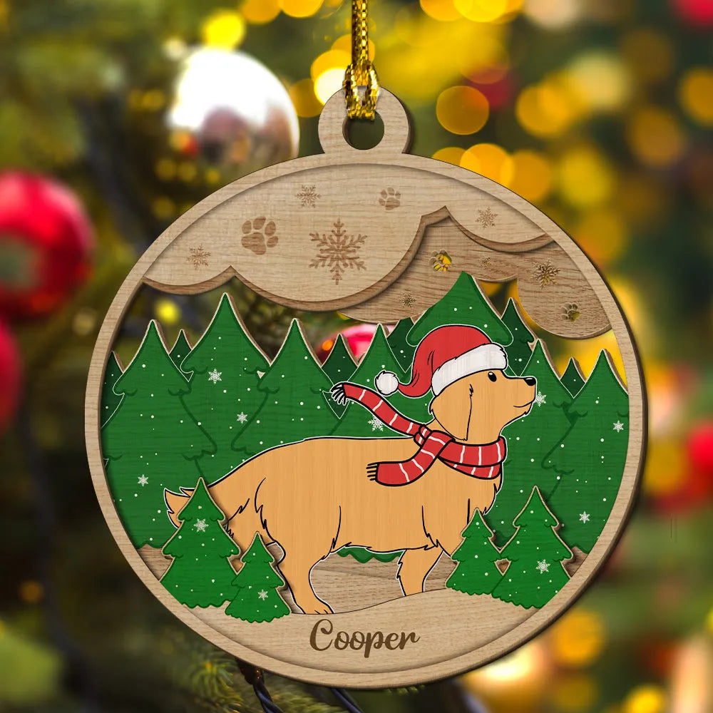 Paws And Snow - Personalized Custom 2-layered Wood Ornament - Gift for Dog Lovers, Dog Dad, Dog Mom | Christmas