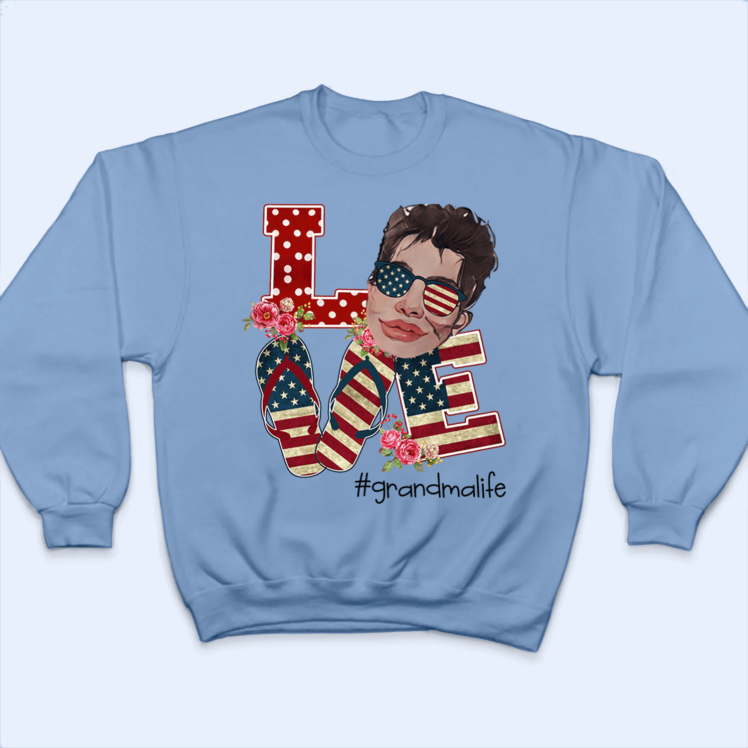 [Photo Inserted] American Grandma 4th of July - Personalized Custom T Shirt - Gift for Grandma/Nana/Mimi, Mom, Wife, Grandparent - Suzitee Store