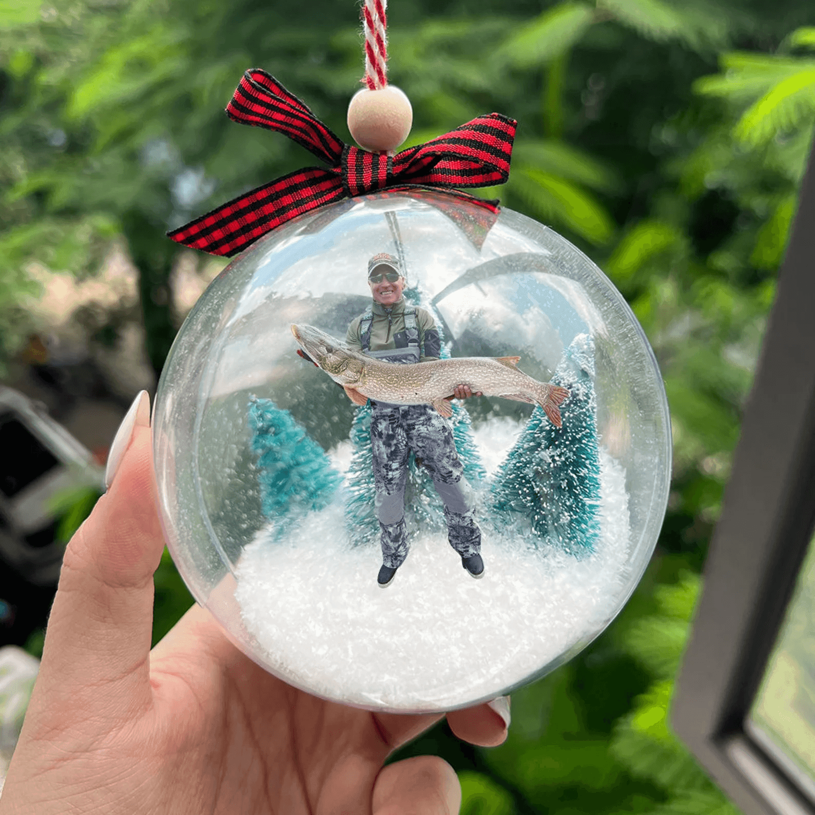 [Photo Inserted] Custom Photo Fisherman Ornament - Personalized Acrylic Photo Ornament - Fishing Christmas Ornament, Fishing Jacket Ornament, Fishing Fan Lover, Gift For Fisher - Suzitee Store