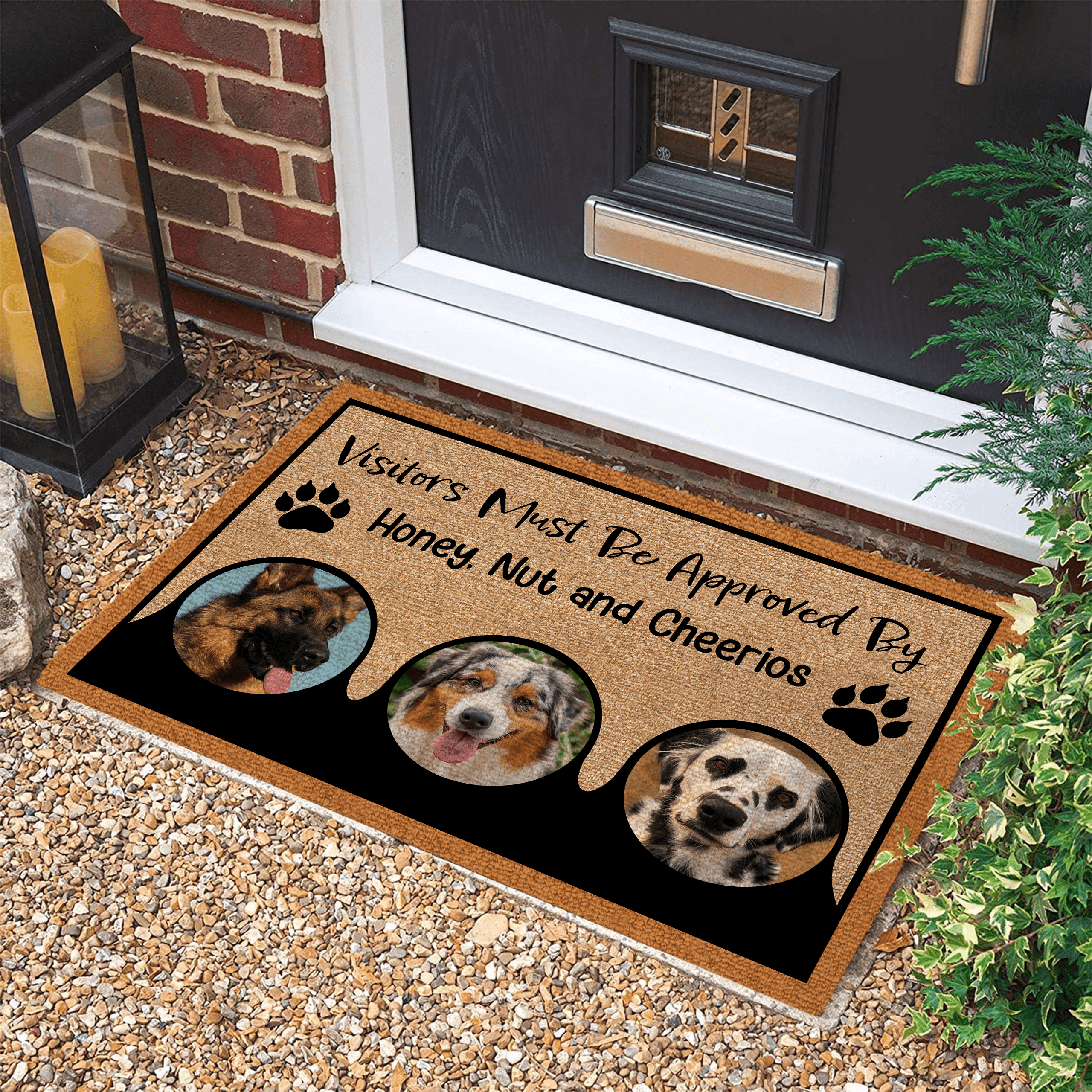 [Photo Inserted] Visitors Must Be Approved By My Dogs - Personalized Doormat - Birthday, Housewarming, Funny Gift for Homeowners, Friends, Dog Mom, Dog Dad, Dog Lovers, Pet Gifts for Him, Her - Suzitee Store