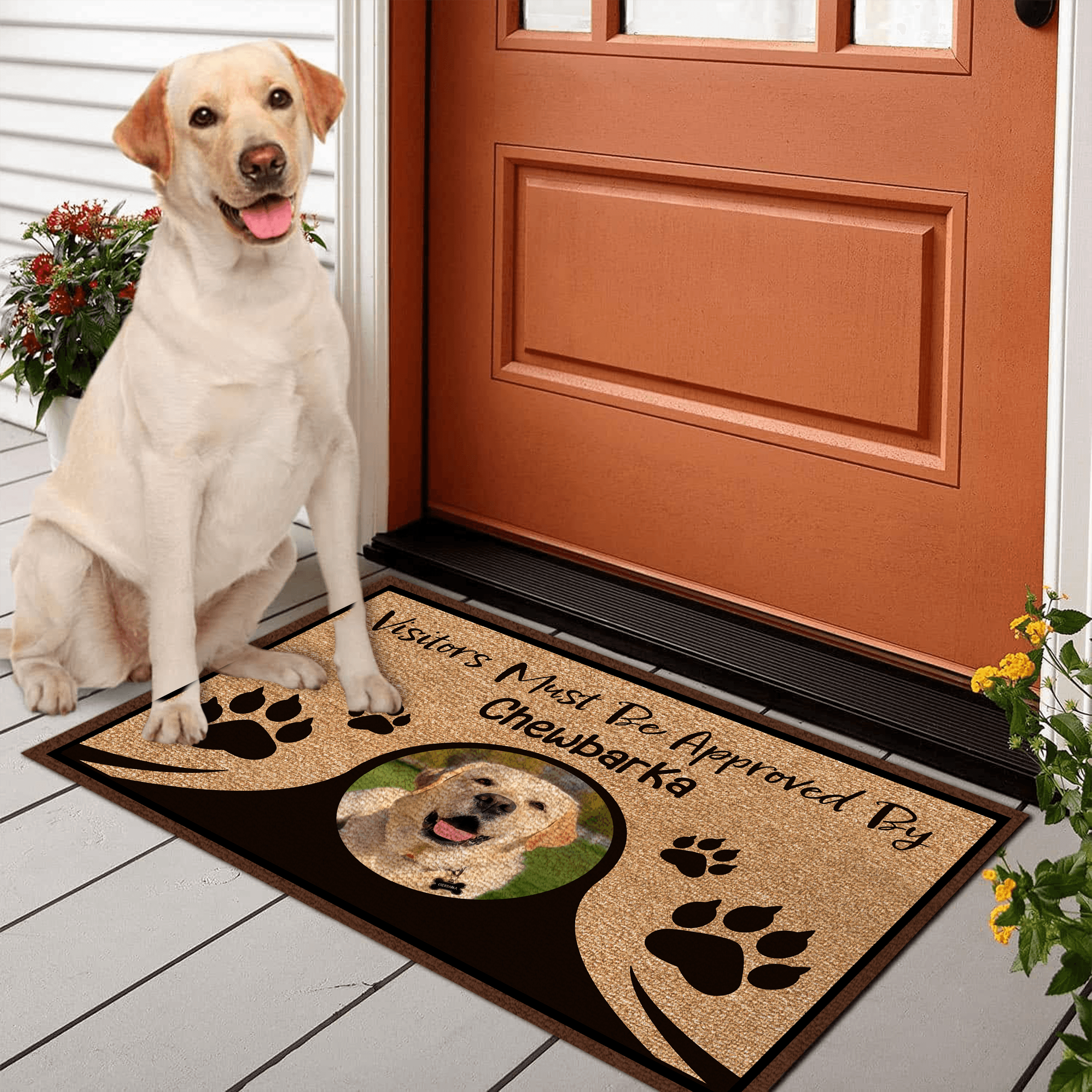 Photo Inserted Visitors Must Be Approved By My Dogs Personalized Doormat Birthday Housewarming Funny Gift for Homeowners Friends Dog Mom