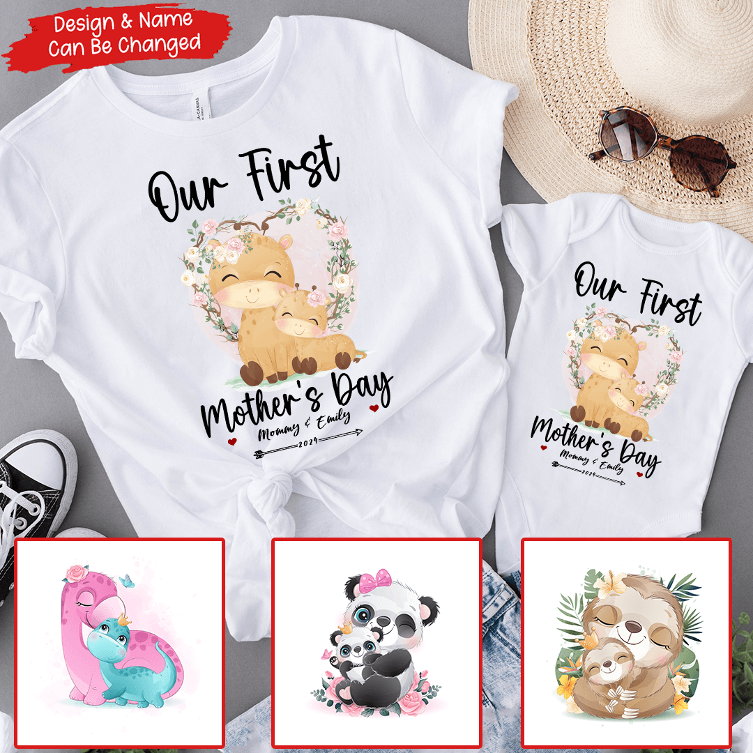 Our First Mother's Day - Personalized Custom T Shirt - Gift for Mom & Baby, Mother's Day Gift - Suzitee Store