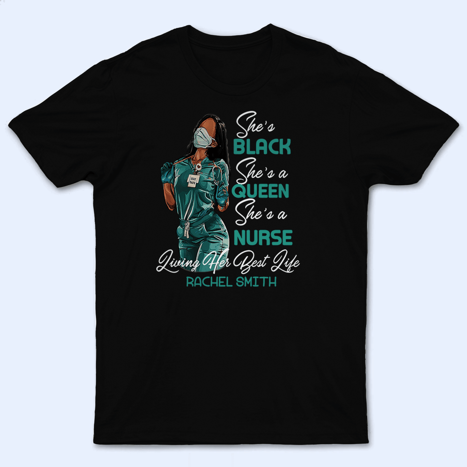 She's a queen She's a Nurse - Black Nurse - Personalized Custom T Shirt - Birthday, Loving, Funny Gift for Nurse, CNA, Healthcare, Registered RN - Suzitee Store