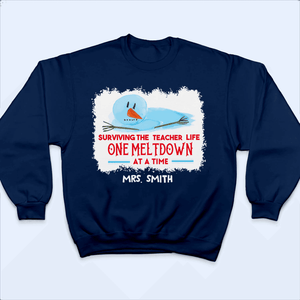 Surviving The Holiday One Meltdown at a Time Snowman - Christmas/Winter - Personalized Custom T Shirt - Birthday, Loving, Funny Gift for Teacher, Kindergarten, Preschool, Pre K, Paraprofessional - Suzitee Store